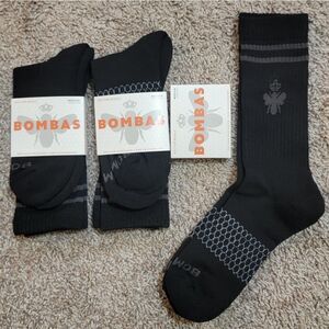 Bombas Calf Socks Men Shoe Size 6-9 Honeycomb Arch Black Lot of 3 Pairs Medium